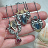 Royal Seahorse Necklace, Sparkling Kyanite