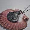OOAK, Flat Scallop Shell - with Barnacles