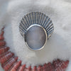 Size 9.5, Crown of Shells - Seashell Enamel Moonstone