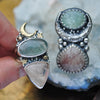 Size 9 + Lunar Hour Glass, Rutilated Quartz & Aquamarine