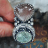 Size 9 + Lunar Hour Glass, Rutilated Quartz & Aquamarine