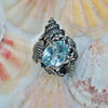 Size 7, Tidal Tower, Swiss Blue Topaz with Rainbows