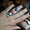 Size 6.5, Sky Empress, Sugilite and Sapphire and Rhodochrosite, Sterling and Fine Silver