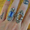 Size 7, Moon&Star sets, OCEAN EDITION! Smoky Quartz and Kyanite, Sterling and Fine Silver