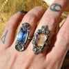 Size 7, Moon&Star sets, OCEAN EDITION! Smoky Quartz and Kyanite, Sterling and Fine Silver