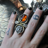 Size 5.5 - Gravedigger, Amber and Serpent, Sterling and Fine Silver Ring