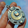 PENDANT Lunar Beach, Dreamscape, Creamsicle Crystal Druzy, Sterling and Fine Silver