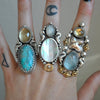Size 8.5, Seahorse Mermaid Ring, Blue Topaz, Sterling and Fine Silver