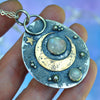 PENDANT Lunar Beach, Dreamscape, Creamsicle Crystal Druzy, Sterling and Fine Silver