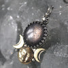 PENDANT, 18"chain, Moon&Star Moon Goddess, Star Sapphire