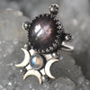 Size 9.5, Moon&Star Triumvirate, Star Sapphire, Sterling and Fine Silver and Brass