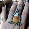 Made to YOUR SIZE, Witching Woods, Candy Corn ring, Sterling and Fine Silver