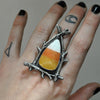 Made to YOUR SIZE, Witching Woods, Candy Corn ring, Sterling and Fine Silver