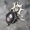 Size 9.5, Moon&Star Triumvirate, Star Sapphire, Sterling and Fine Silver and Brass