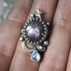 Size 7, Moon&Star Moon Drops, Star Sapphire, Sterling and Fine Silver and Brass