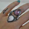 Size 6, Seahorse Mermaid Ring, Huge Sparkling Opal & Faceted Amethyst
