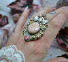SALE 15% off! BLEMISHED - Size 10 - Opal and Moonstone, Sterling and Fine Silver and Brass Ring