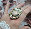 SALE 15% off! BLEMISHED - Size 10 - Opal and Moonstone, Sterling and Fine Silver and Brass Ring