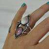 Size 6, Seahorse Mermaid Ring, Huge Sparkling Opal & Faceted Amethyst