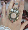 SALE 15% off! BLEMISHED - Size 10 - Opal and Moonstone, Sterling and Fine Silver and Brass Ring