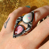 Size 6, Seahorse Mermaid Ring, Huge Sparkling Opal & Faceted Amethyst