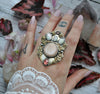 SALE 15% off! BLEMISHED - Size 10 - Opal and Moonstone, Sterling and Fine Silver and Brass Ring