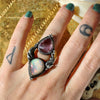 Size 6, Seahorse Mermaid Ring, Huge Sparkling Opal & Faceted Amethyst