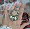 SALE 15% off! BLEMISHED - Size 10 - Opal and Moonstone, Sterling and Fine Silver and Brass Ring