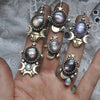Size 7, Moon&Star Fortuna, Star Sapphire, Sterling and Fine Silver and Brass