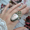 Size 11 - Peruvian Pink Opal, Sterling and Fine Silver and Brass Ring
