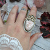 Size 11 - Peruvian Pink Opal, Sterling and Fine Silver and Brass Ring