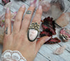 Size 11 - Peruvian Pink Opal, Sterling and Fine Silver and Brass Ring