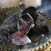 Blemished - Size 7, Watermelon Candy, Raw Tourmaline Druzy, Sterling and Fine Silver