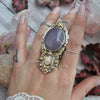 Size 8.25 - Yttrium Fluorite and Morganite, Sterling and Fine Silver and Brass Ring