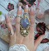 Size 8.25 - Yttrium Fluorite and Morganite, Sterling and Fine Silver and Brass Ring