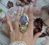 Size 8.25 - Yttrium Fluorite and Morganite, Sterling and Fine Silver and Brass Ring