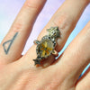 BLEMISHED, Size 6, Moon&Star ring, Golden Star Rutile Quartz, Sterling and Fine Silver