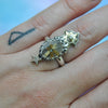 BLEMISHED, Size 6, Moon&Star ring, Golden Star Rutile Quartz, Sterling and Fine Silver
