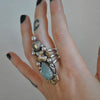 Size 8.5, Seahorse Mermaid Ring, Blue Topaz, Sterling and Fine Silver