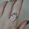 Size 8.5, Garden Nymph, Strawberry Imperial Topaz Ring, Sterling and Fine Silver and Brass