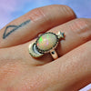 Size 6.5, Moon&Star ring, Opal, Sterling and Fine Silver