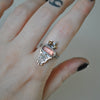 Size 8.5, Garden Nymph, Strawberry Imperial Topaz Ring, Sterling and Fine Silver and Brass