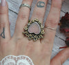 Size 9 - Peruvian Pink Opal, Sterling and Fine Silver and Brass Ring
