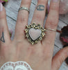 Size 9 - Peruvian Pink Opal, Sterling and Fine Silver and Brass Ring