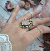 Size 9 - Peruvian Pink Opal, Sterling and Fine Silver and Brass Ring