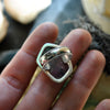 Blemished - Size 7, Watermelon Candy, Raw Tourmaline Druzy, Sterling and Fine Silver