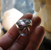 Blemished - Size 7, Watermelon Candy, Raw Tourmaline Druzy, Sterling and Fine Silver