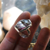 Blemished - Size 7, Watermelon Candy, Raw Tourmaline Druzy, Sterling and Fine Silver