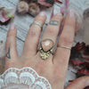 Size 9 - Peach Champagne Morganite, Sterling and Fine Silver and Brass Ring