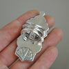 Size 8.5, Seahorse Mermaid Ring, Blue Topaz, Sterling and Fine Silver